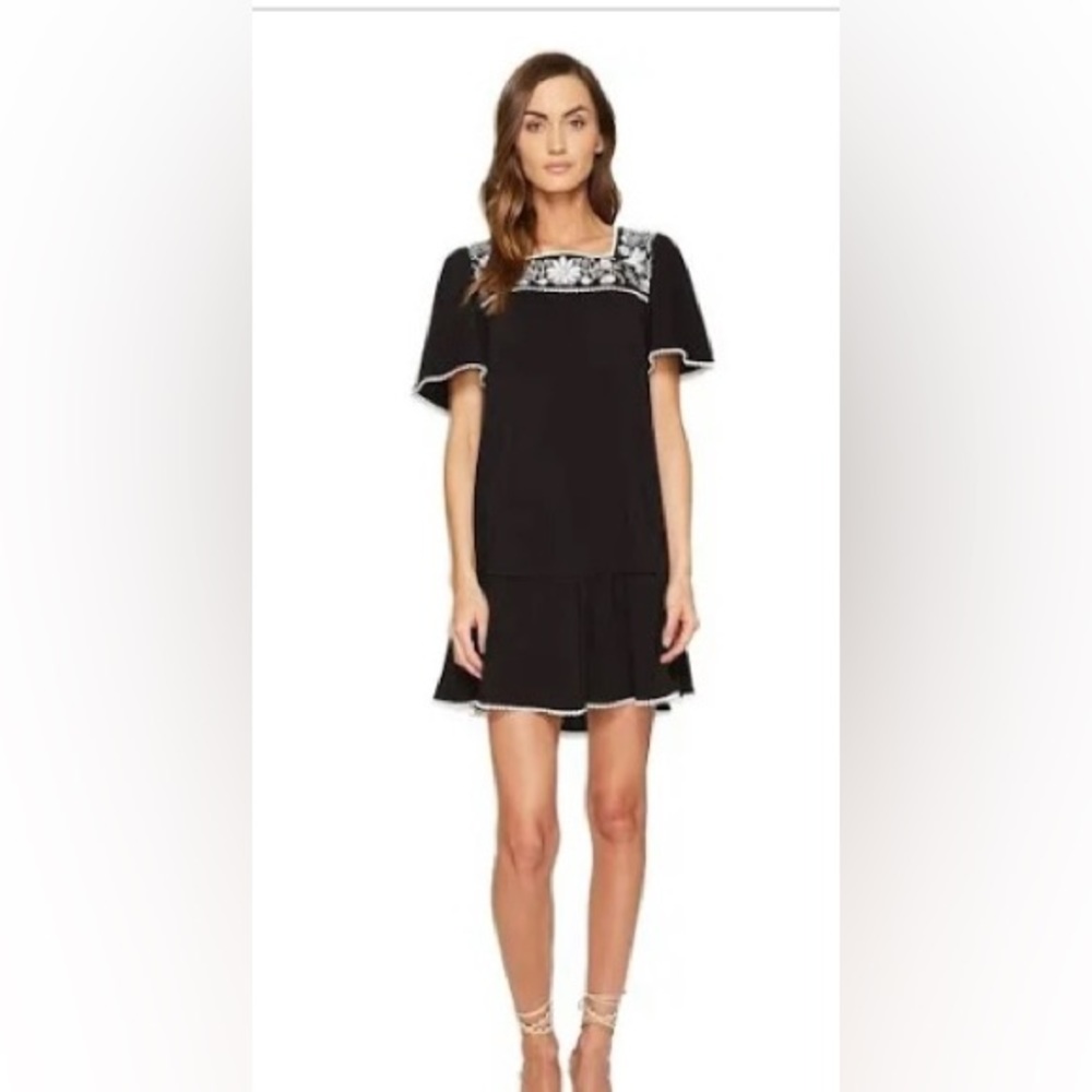 Kate Spade Broome Street Embroidered Black Cotton Dress